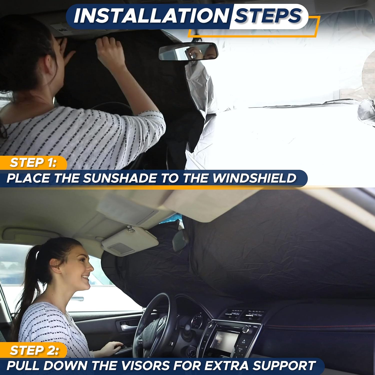 Car Windshield Sun Shade, Front Window Sun Blocker for Suvs,Sedan